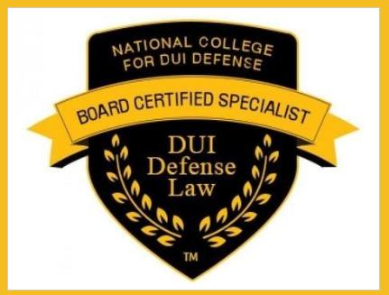 This badge showing board-certification in DUI defense belongs to Vic Carmody, He is Mississippi's only Board-Certified DUI attorney, by NCDD.com