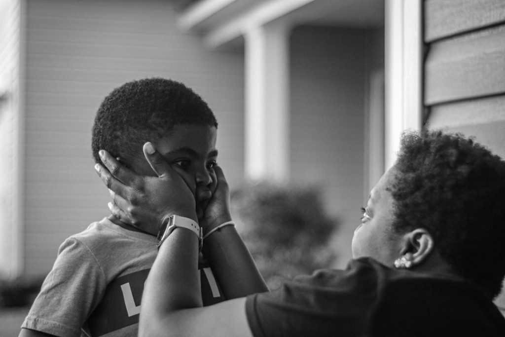 Parents discussing child custody