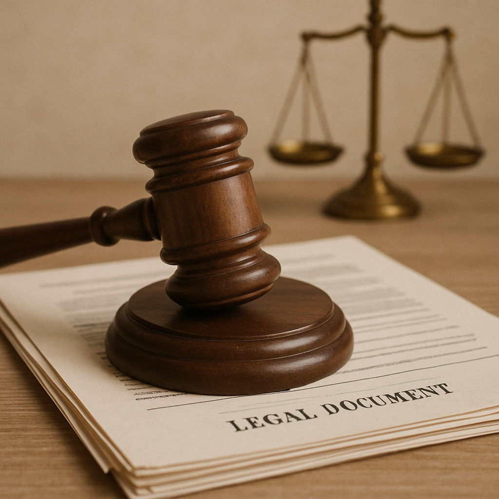 Courtroom gavel and legal documents for a Mississippi alimony case